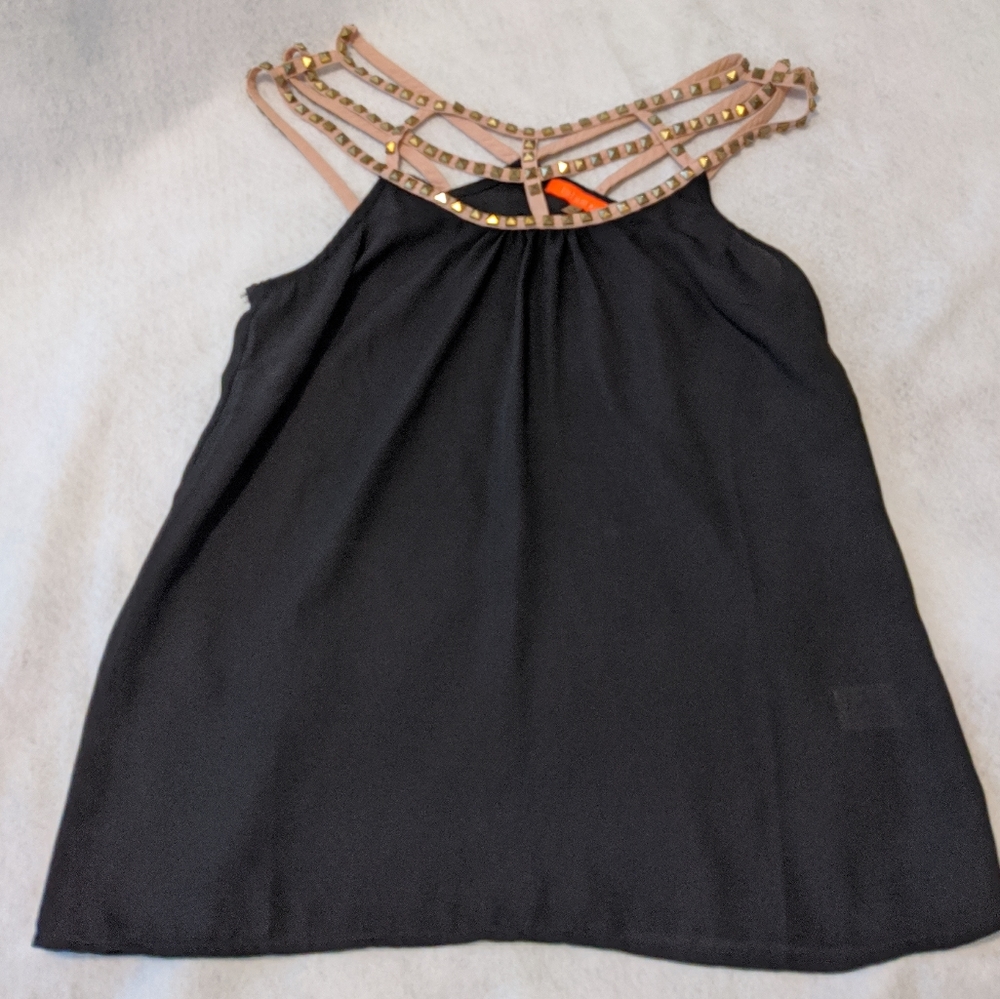 Black Embellished Tank Top